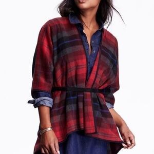 Old Navy Super Soft Red Plaid Cape Poncho